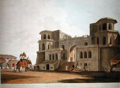 Das Punj Mahalla Tor, Lucnow, veröffentlicht 1801 von Thomas und William Daniell